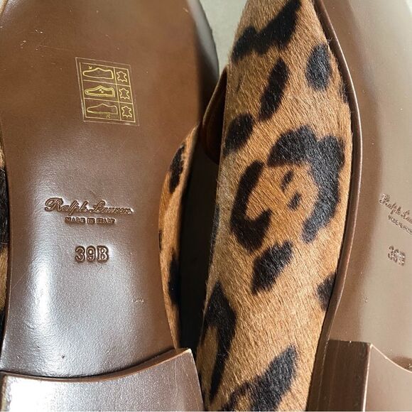 Ralph Lauren Collection Quintessa II Italian Hair-Calf Leopard Smoking Slipper - Picture 15 of 16